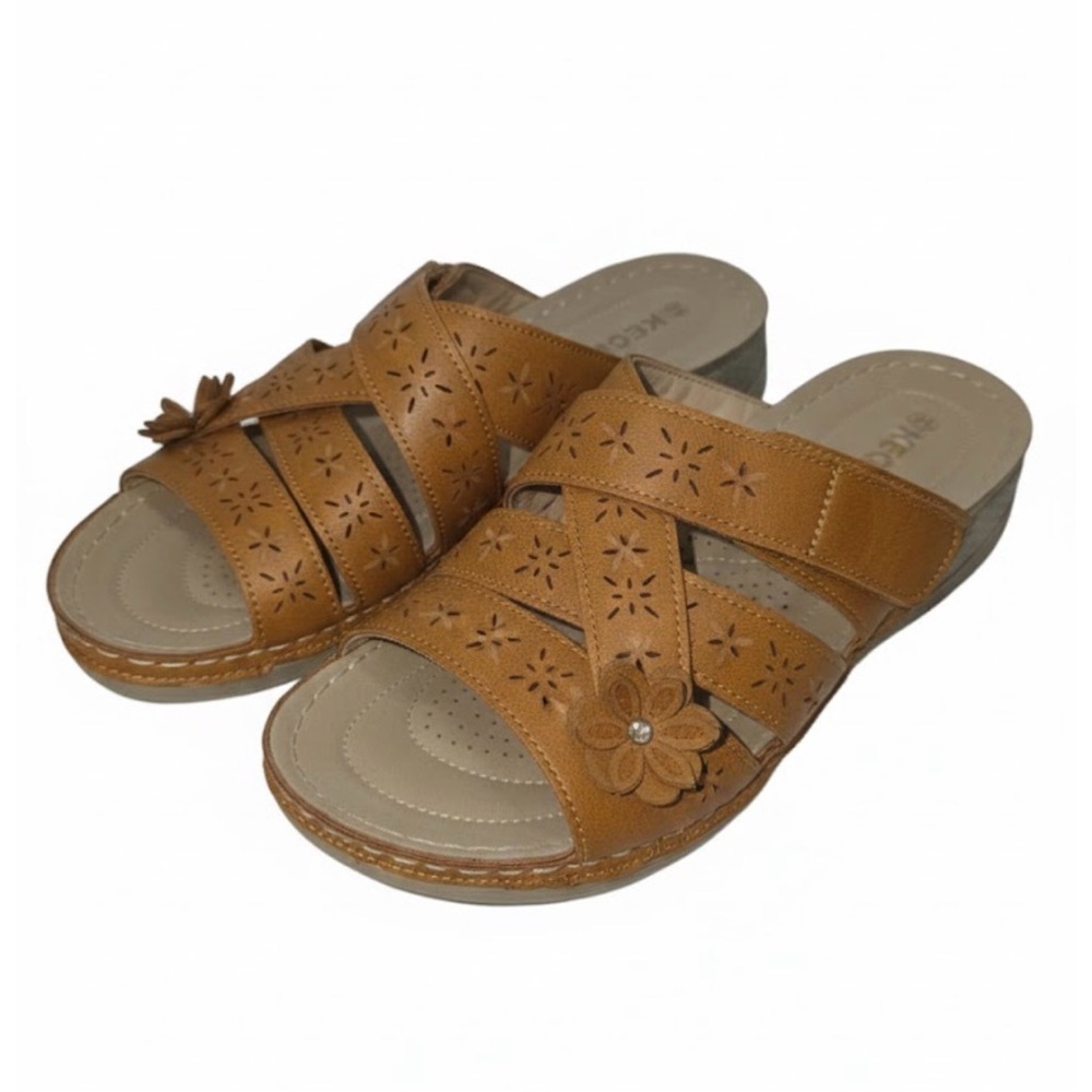 Elegant Brown Floral Women's Sandals